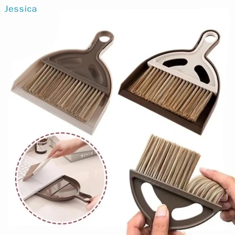 〔S〕Portable Desktop Hand Brush Mini Durable Plastic And Dustpan Set For Keyboard Car Vent Desktop Cleaning Set