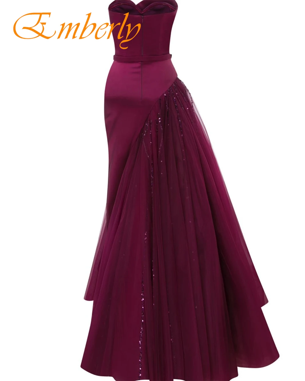 ที่กําหนดเองประณีต Burgundy Strapless ชุดราตรีคุณภาพสูง Tulle Prom Dresses Delicate Party Gowns สําหรับผู้หญิง