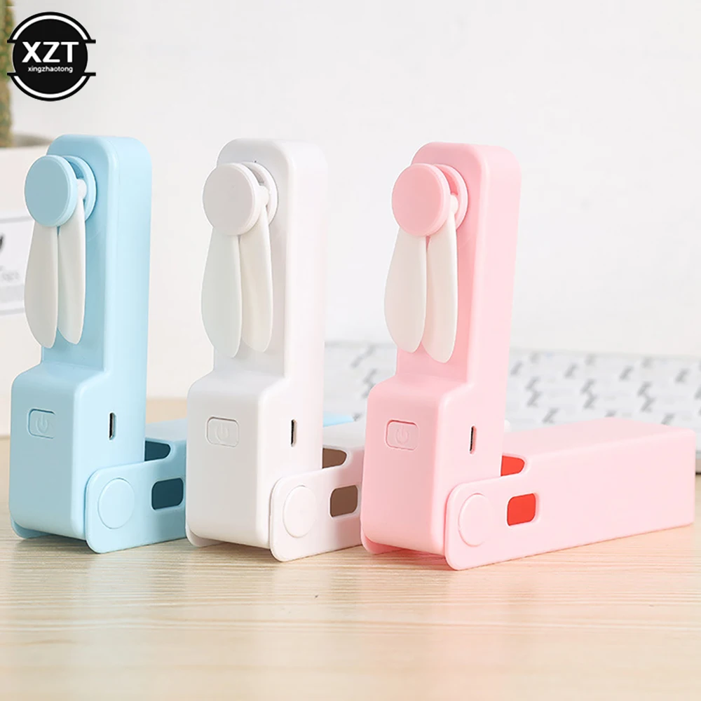 NEW Creative Portable USB Handheld Foldable Small Fan With TPE Soft Rubber Leaf Outside Mute Mini Fan 290° Adjustable