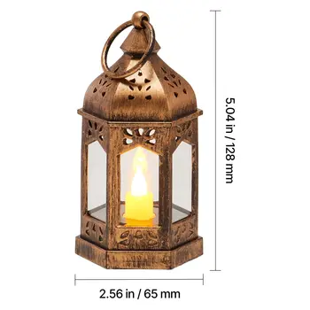 12 Pcs Decorative Candle Lantern, LED Electric Flameless Candle, Plastic LED Holder with Glass, Wall Hanging Indoor Porch Lanterns for Wedding Table Party Farmhouse Indoor Decor, Bronze 5