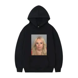 Lindsay Lohan Mugshot Print Hoodie Men Women's Fashion Trend Hooded Tracksuit Unisex Fleece Cotton Oversized Long Sleeve Hoody