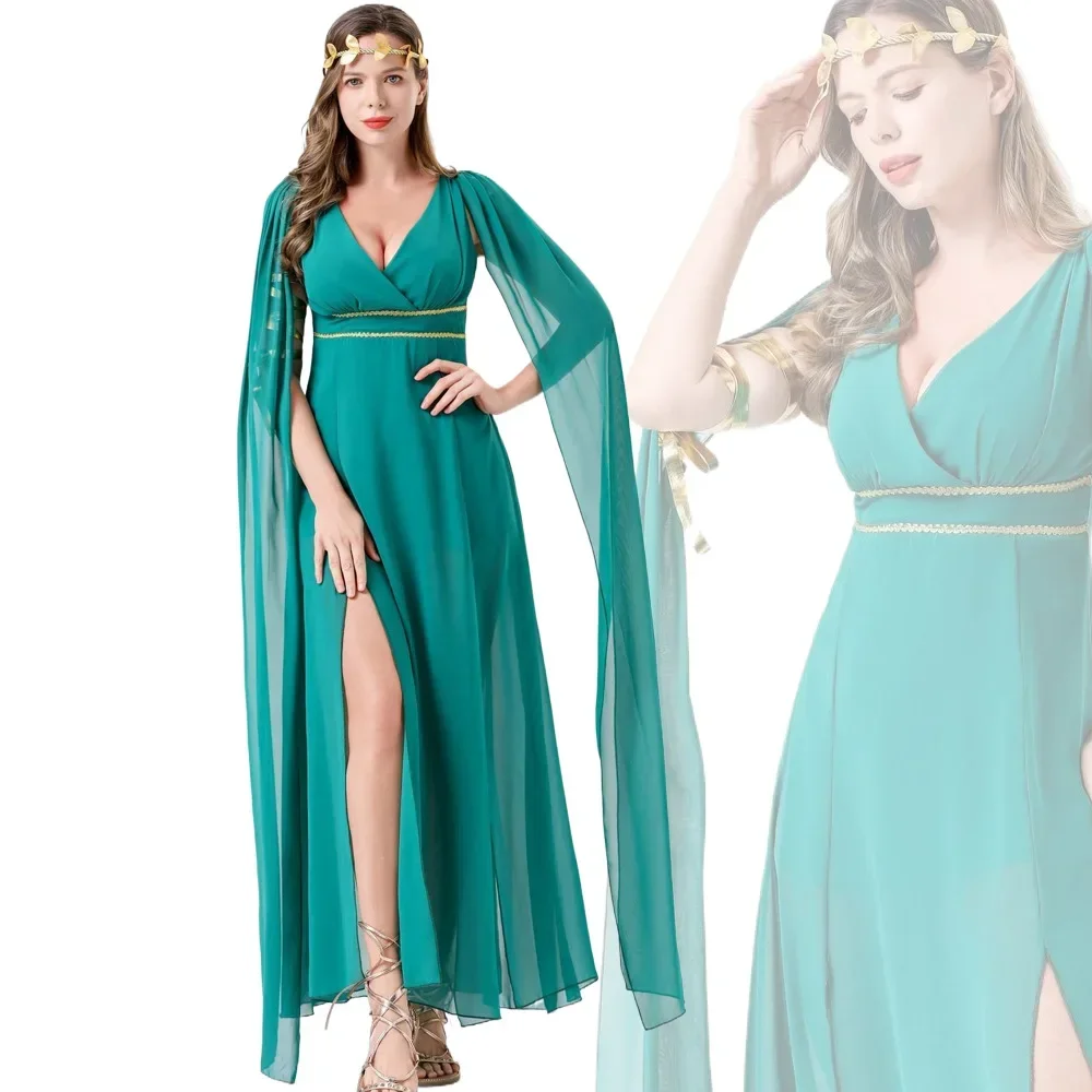 

Cosplay Costume Women Adult Halloween Women Costume Palace Dress Queen Party Dress Green Danganronpa Cosplay Goddess