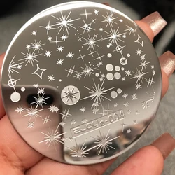 1Pcs Round Starburst Nail Stamping Plates 5.5*5.5CM Constellation Stainless Steel Nail Stamp For Christmas Manicure Template D-1