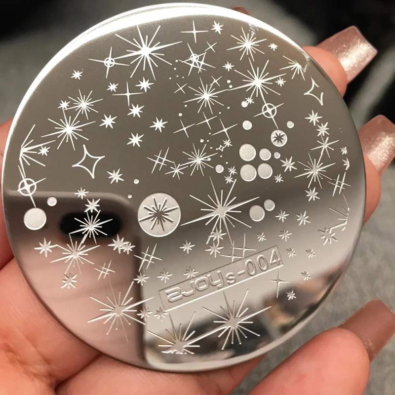 1Pcs Round Starburst Nail Stamping Plates 5.5*5.5CM Constellation Stainless Steel Nail Stamp For Christmas Manicure Template D-1