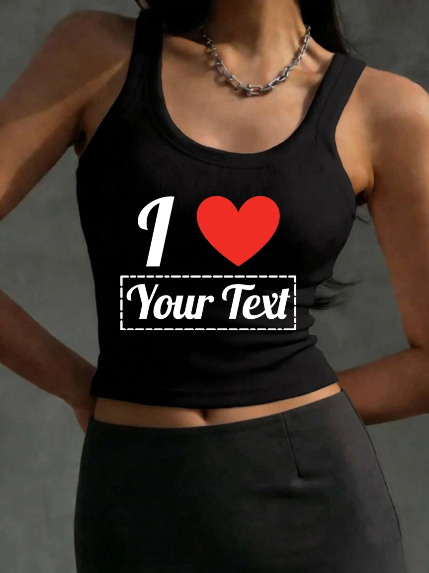 Print Personalized Customized Womens Sexy Tight Slim Tank Top Y2K Hip Hop Sport Vest Daily Street Sister Singlet Thread Tees