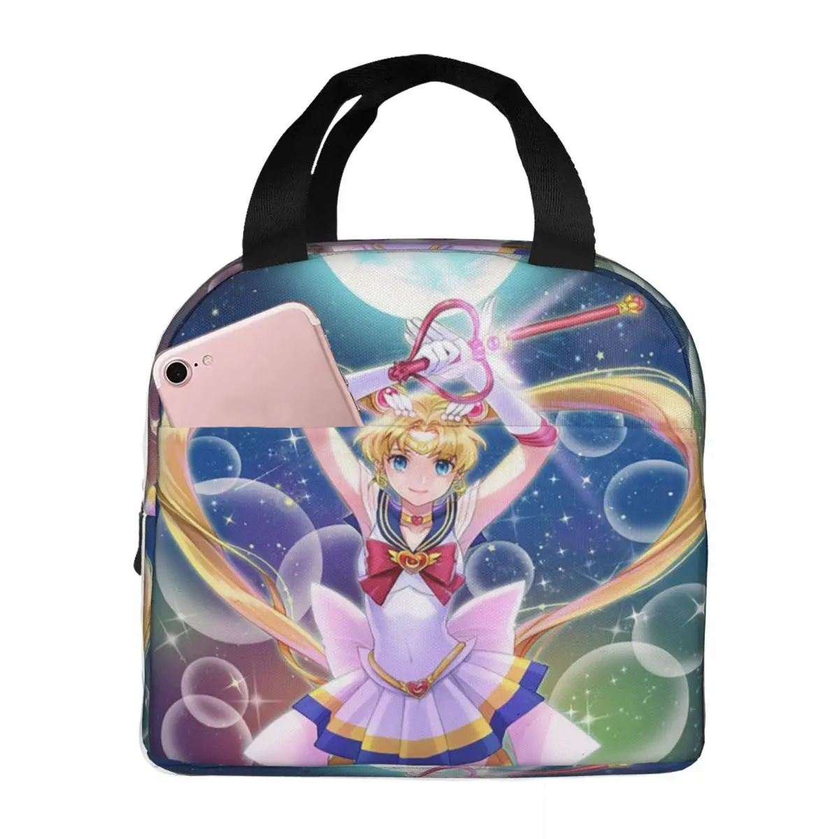 Shojo Sailor Cartoon Anime Moon Girl Lunch Bags Insulated Bento Box Lunch Tote Picnic Bags Cooler Thermal Bag for Woman Travel