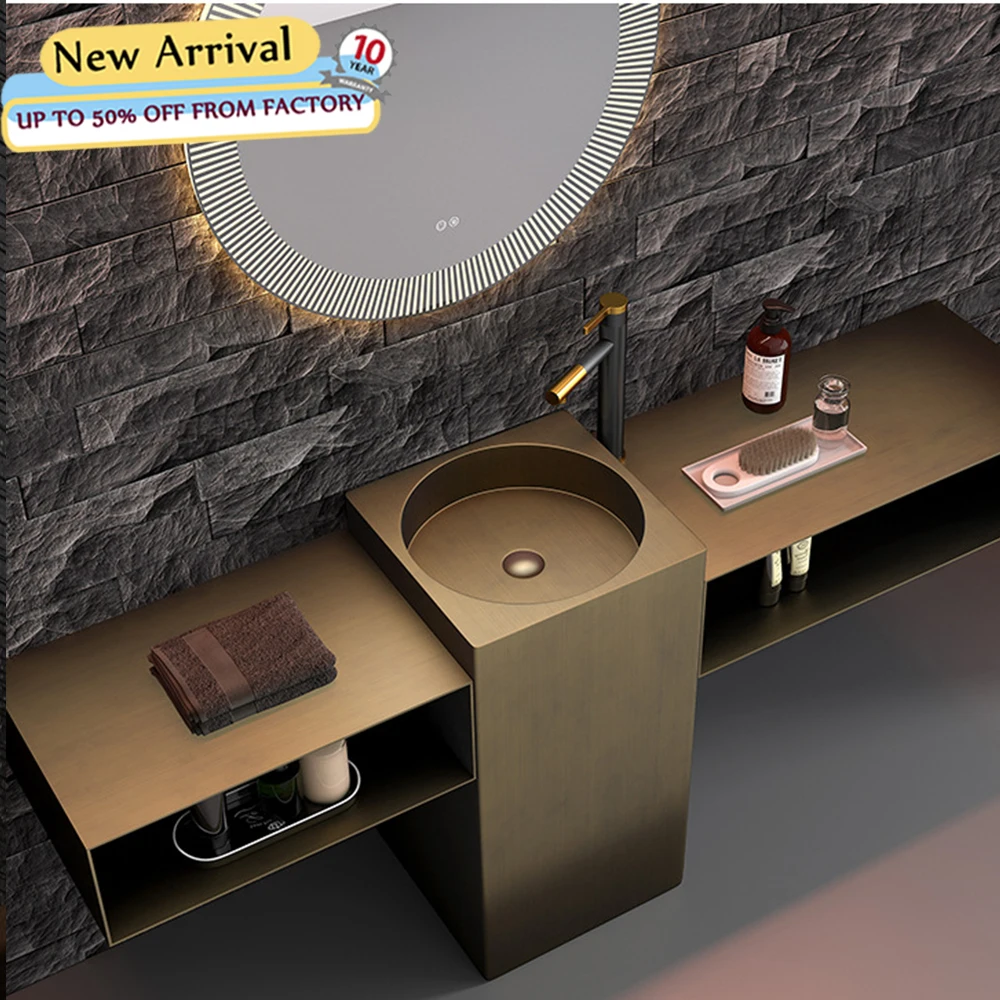 Modern Square Pedestal Stainless Steel Wash Basin With Drainer Free Standing 12L Capacity For Hotel Bathroom