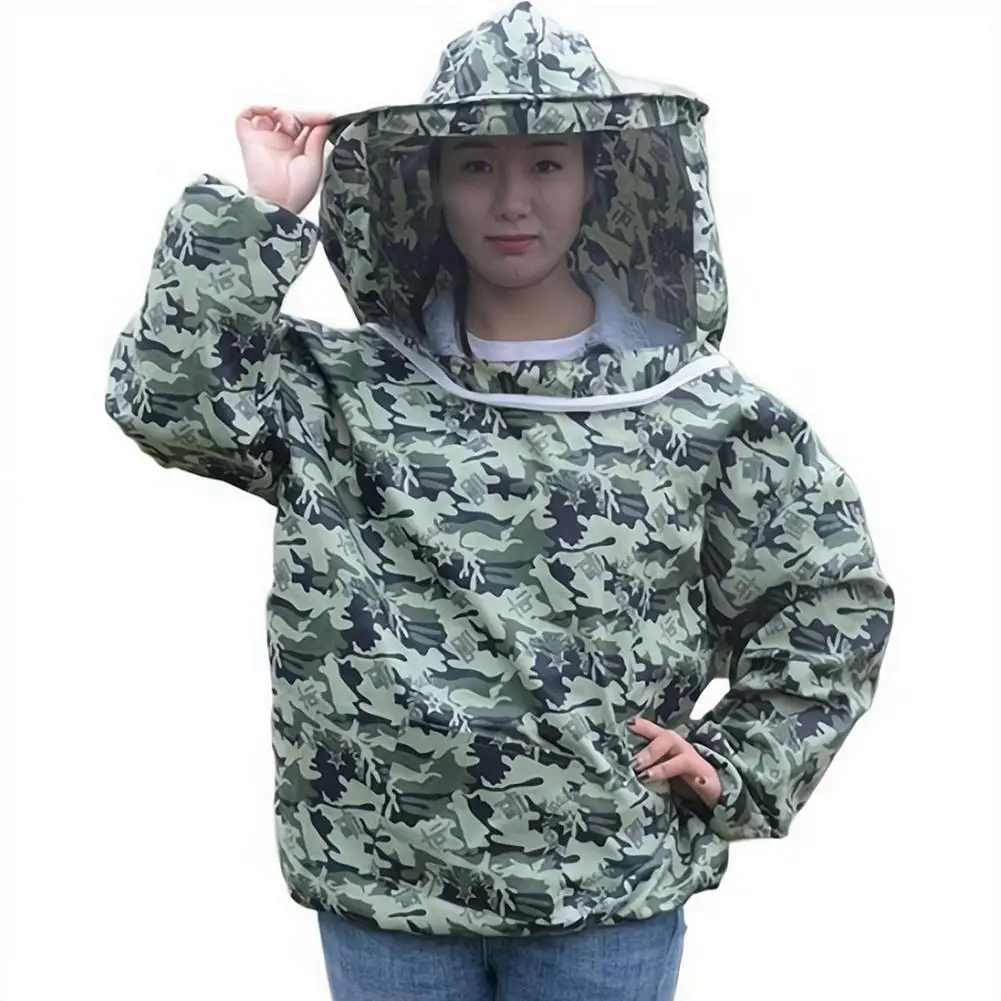Foldable Beekeeping Suit Jacket Veil Set Double Zippered Beekeeping Protective Suit anti-bee Beekeeper Clothing with Hat ﻿