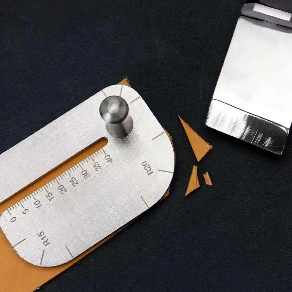 1Pc Stainless Steel Punching Ruler Cutting Distance Ruler Auxiliary Stencil Template Manual  Leather Craft Working Tools
