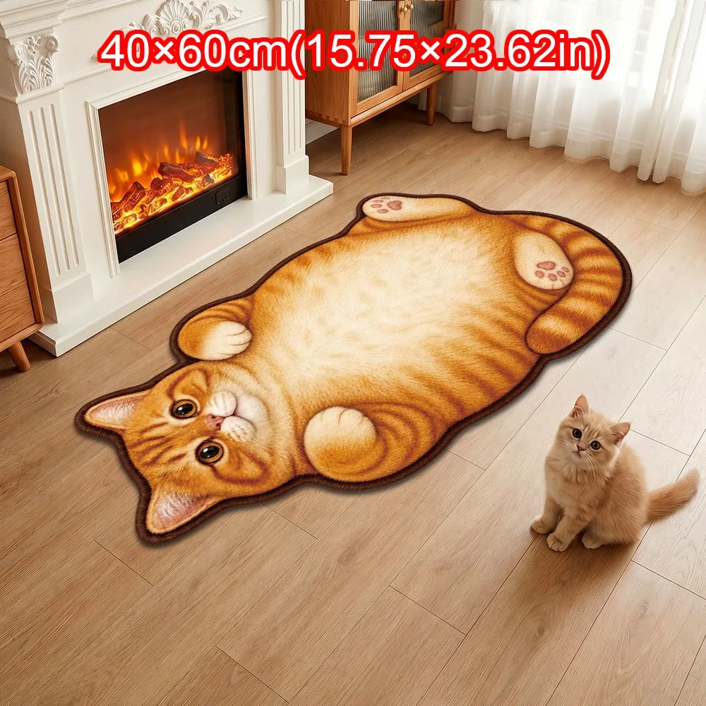Special-shaped Cat Area Rug Soft Surface Non Slip Backing Cat Shaped Rug Absorbent Cat Pattern Cat Shaped Carpet
