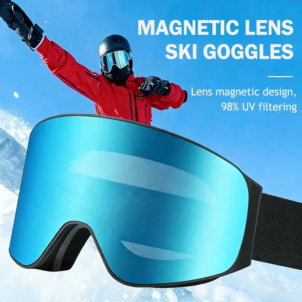 

Магнитные профессиональные лыжные очки с защитой UV400, противотуманные лыжные очки для мужчин и женщин, быстросменные линзы, очки для сноуборда