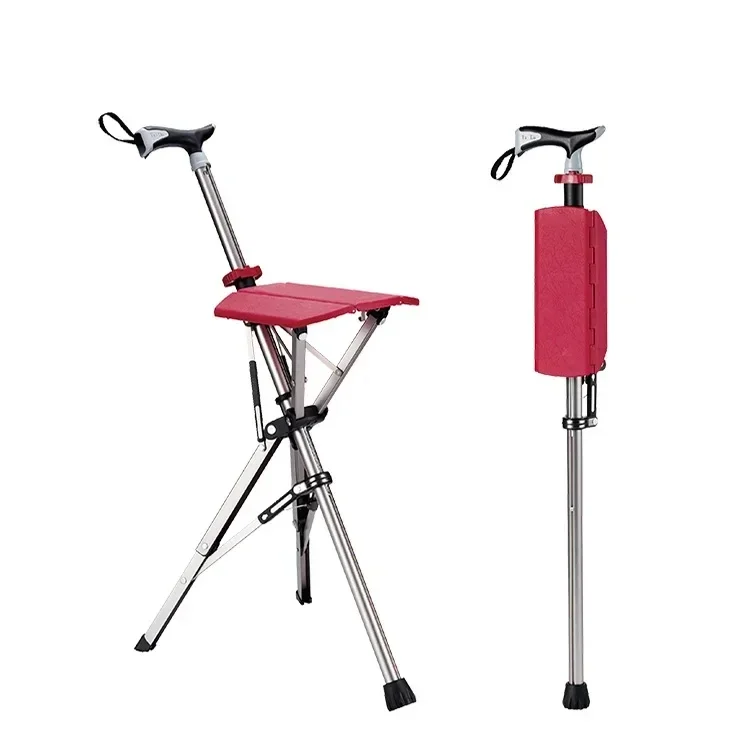 Outdoors Folding Crutch Chair Elderly Rest Hand Stool Light Multifunctional Non Slip Portable Stools Beach Camping Chair