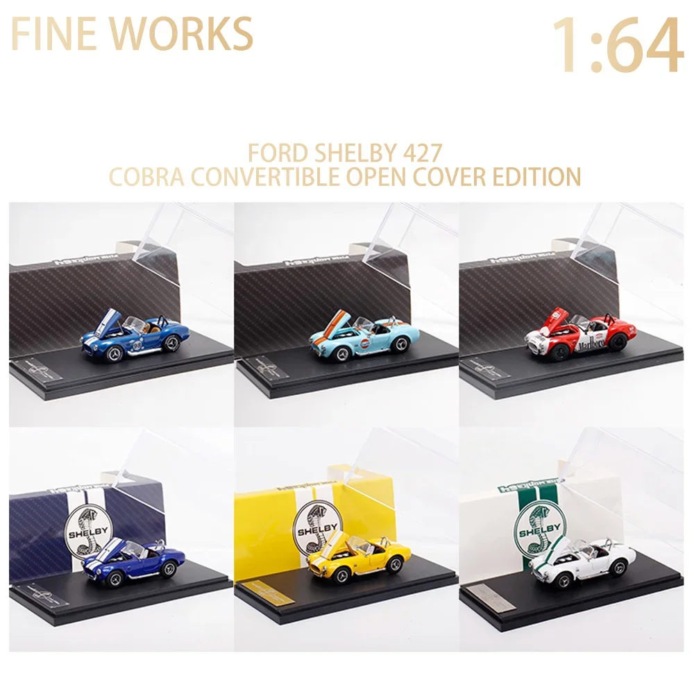 Fine Works 1:64 Ford SHELBY Shelby 98 COBRA Convertible Open Cover Alloy Die Cast Car Model Collection Display Gift Toys