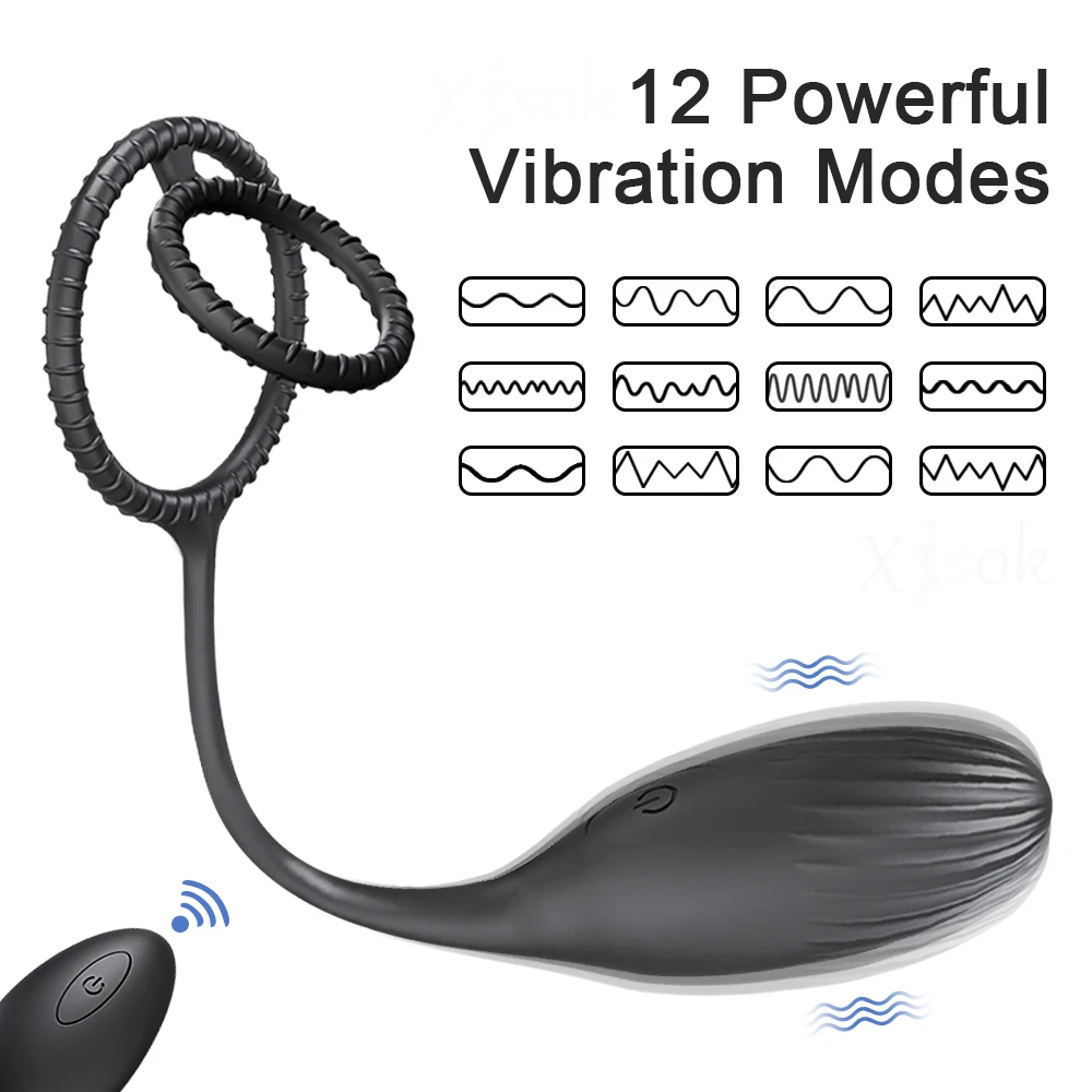 Remote Control Anal Butt Plug Vibrator Sex Toys for Men Women 12 Vibrating Dual Cock Penis Ring Vibe Male Prostate Massager 18+