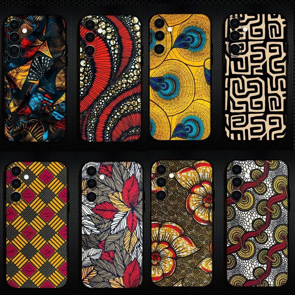 

Fashion African Fabric Phone Case For Samsung Galaxy A73,A72,A71,A70,A53,A52,A51,Others Soft Black Shell