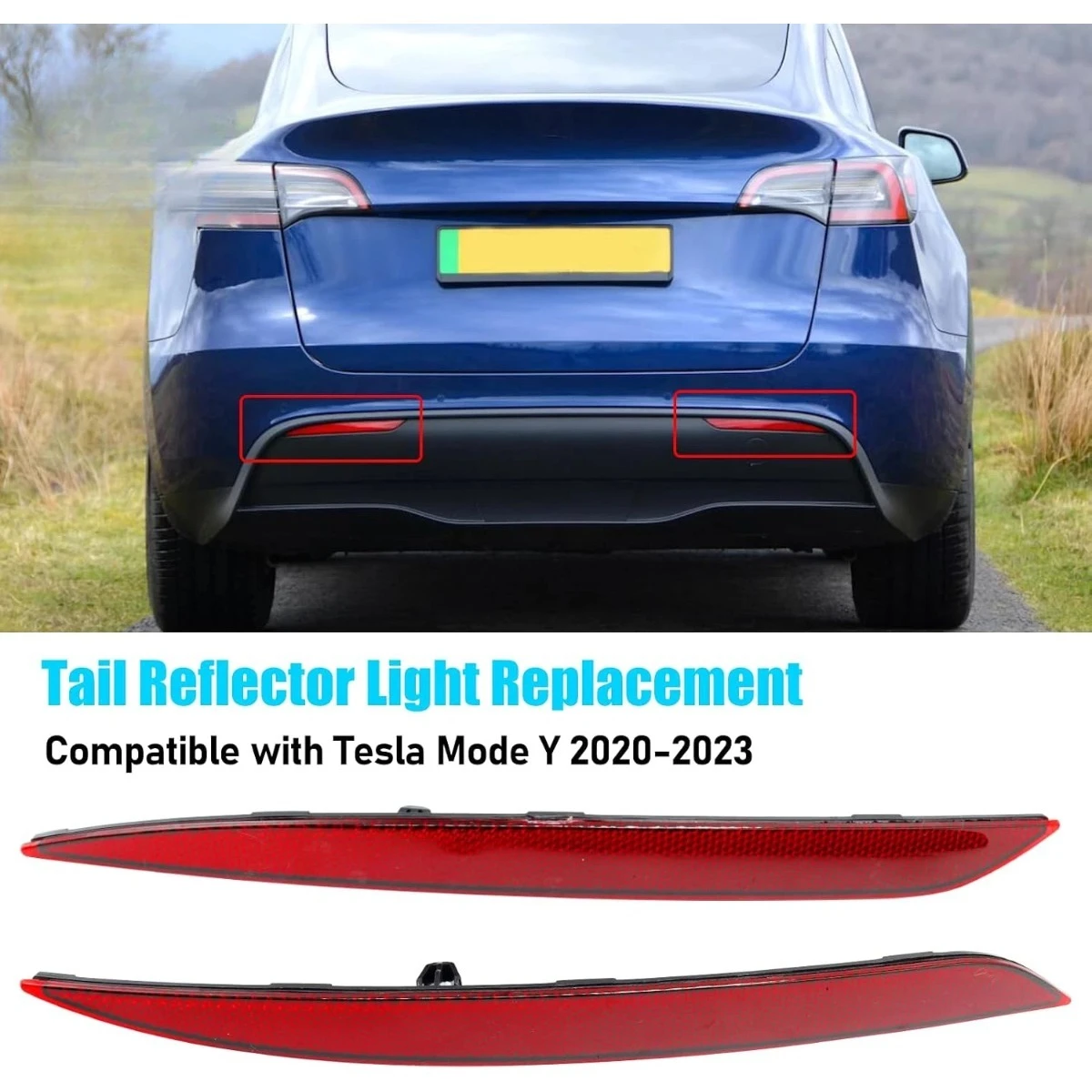 LH/RH Rear Bumper Reflectors Suitable for Tesla Model Y Reflector Strip 1626227-00-B 1626226-00-C Red Marker Lights