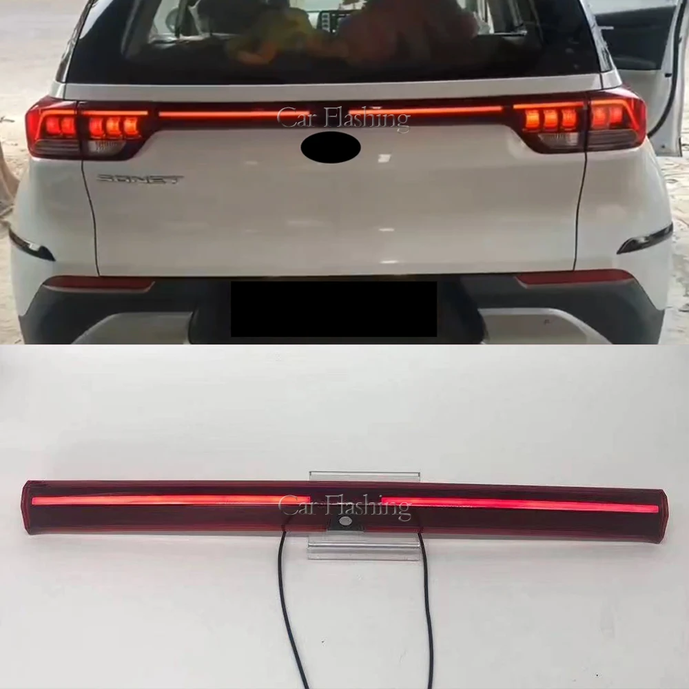 

1PCS For Kia Sonet 2020 2021 Rear light Bumper Tail Light Red LED Reflector Brake Lamp Warning turn Signal lamp