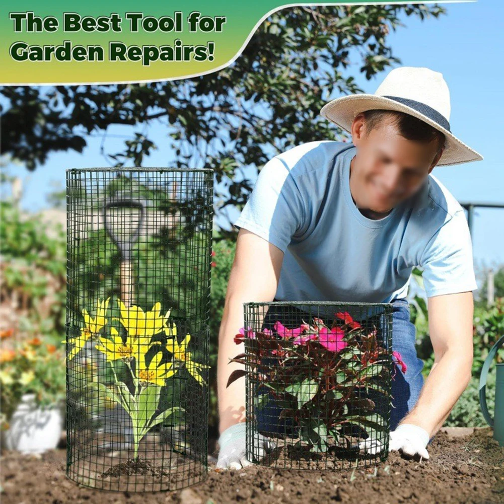 Garden Plant Mesh Cover Hardware Tools Set Metal Mesh Cage 42.8 X 33 Cm With Ground Stakes Rolled Strips Animal Proof