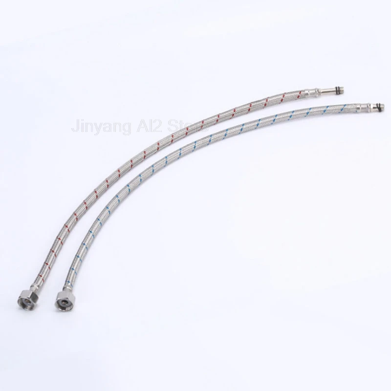 

G1/2 60cm 1 Pair Stainless Steel Flexible Plumbing Pipe Red And Blue Water Inlet Pipe Braided Pointed Bathroom Water Pipe C2