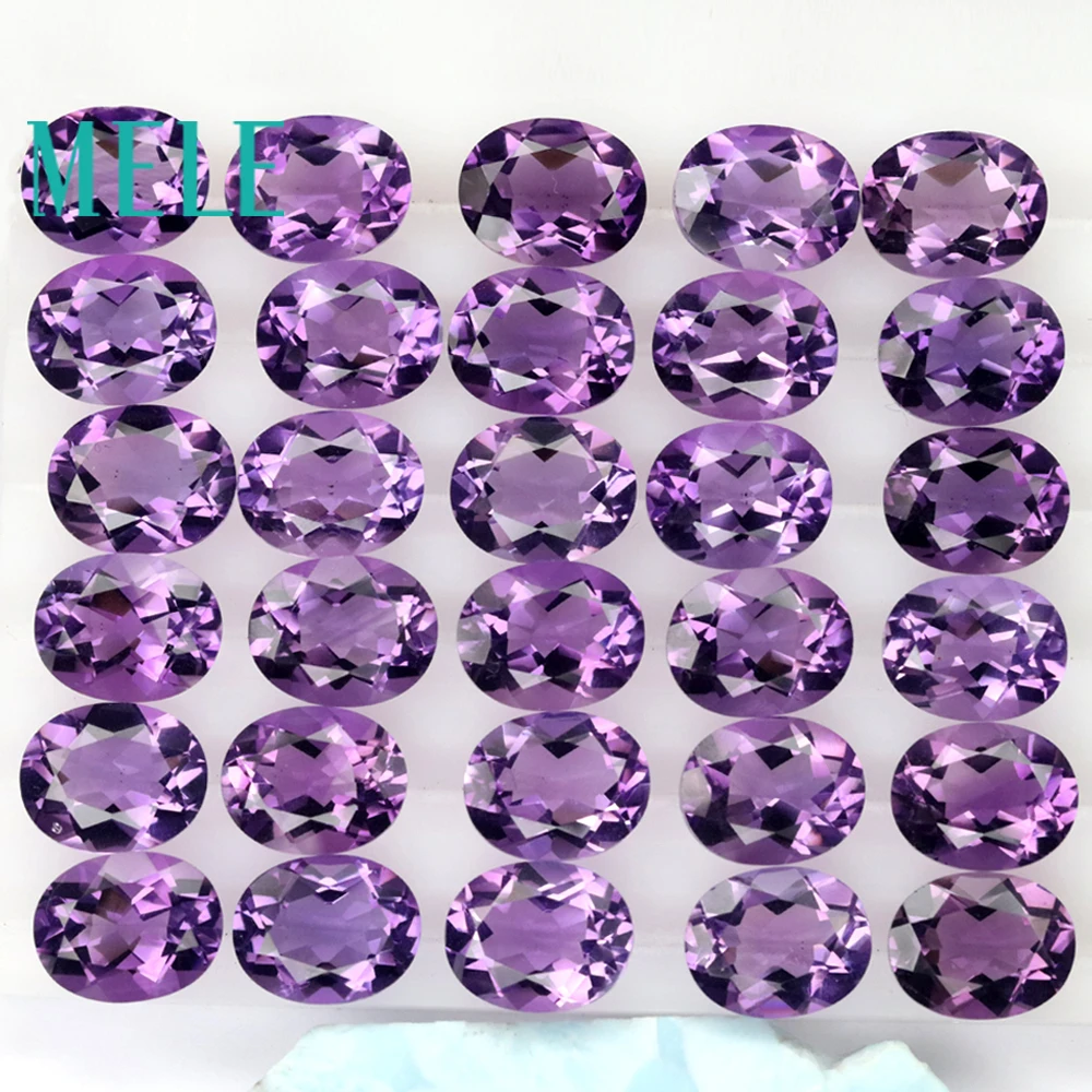 Amethyst-楕円形の石,ファッショナブルなジュエリーデザイン,天然石,深さ8*10mm,紫色