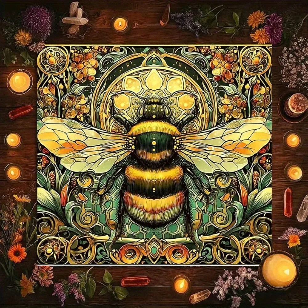 Art Nouveau Bee Tarot Tablecloth Single Sided 2D Print Soft Fabric Altar Cloth For Witchy Divination Meditation Space Decor Gift