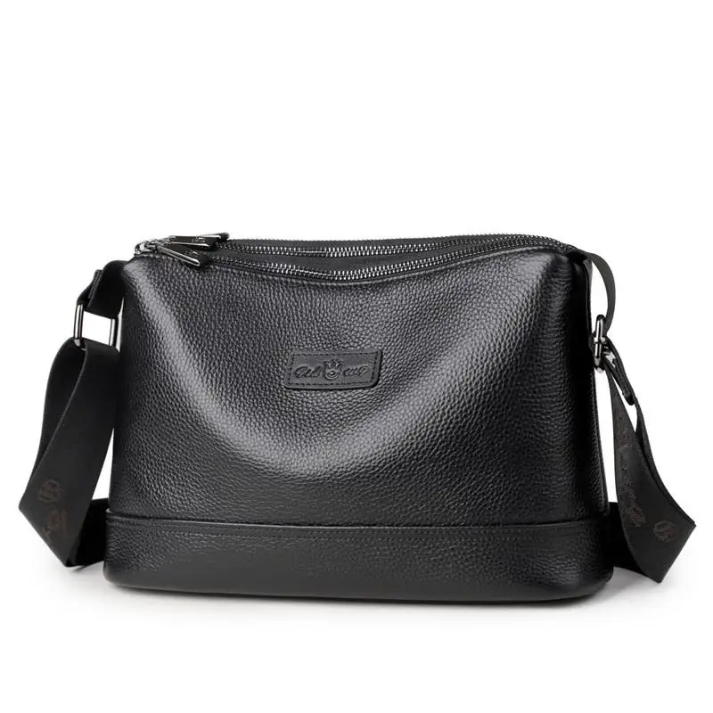 

New Men's Soft Leather Single oulder Bag Faionable Large Capaci Tee-layer Slant Crossbody Bag Casual Sle Youth Ba...