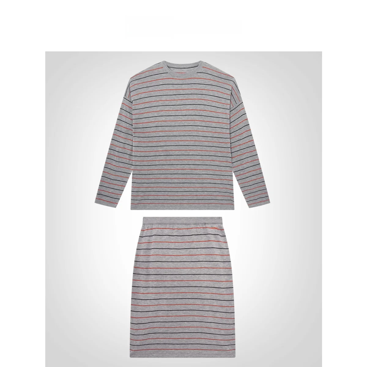 

Комплект IAMCPLUS 2026SS: вязаный костюм в стиле колор-блок с полосками, повседневный, с длинным рукавом, круглым вырезом, из двух предметов, для мужчин и женщин