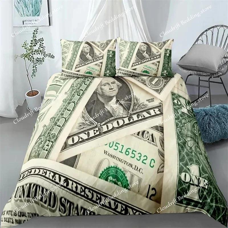 Money Queen Duvet Cover Dollar Bills Bedding Set For Boys Girls Teens Decor Microfiber The Ben Franklin Portrait Comforter Cover