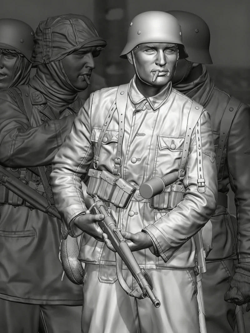 Kit de figurines en résine moulée sous pression, échelle 1/16, Poteau Ambush Battle Panzergrenadier, non assemblé et non peint