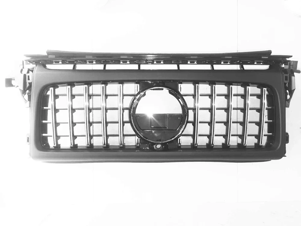 New！ Front Grille Grill For Mercedes Benz W464 G Class G350 G500 G550 G63 AMG 2019-2023 GT Style Silver Upper Bumper Hood Mesh G