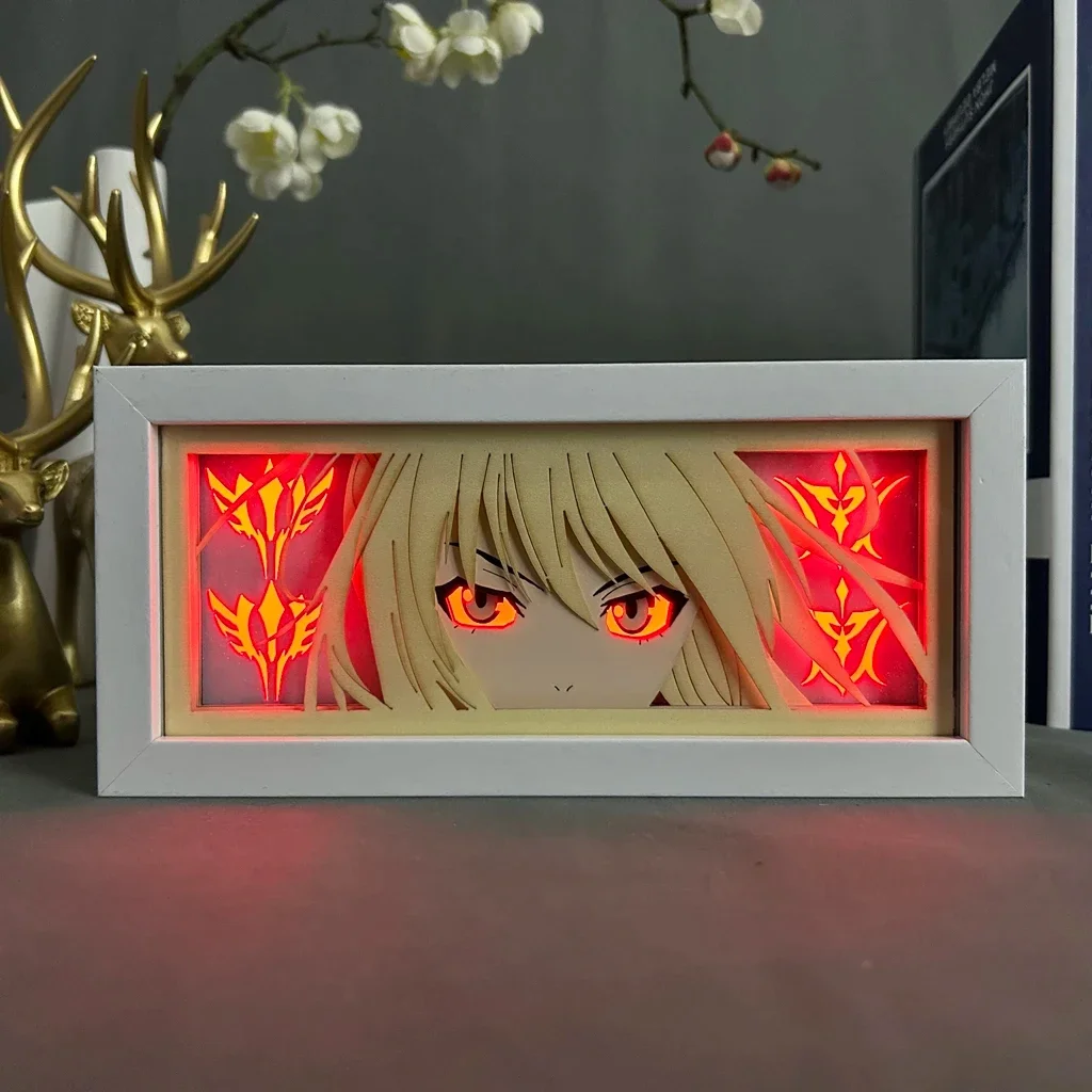 Excalibur's Radiant Knight Led Light Box For Bedroom Decoration Paper Cut Saber Shadow Box Birthday Gift Bedside Night Lamp