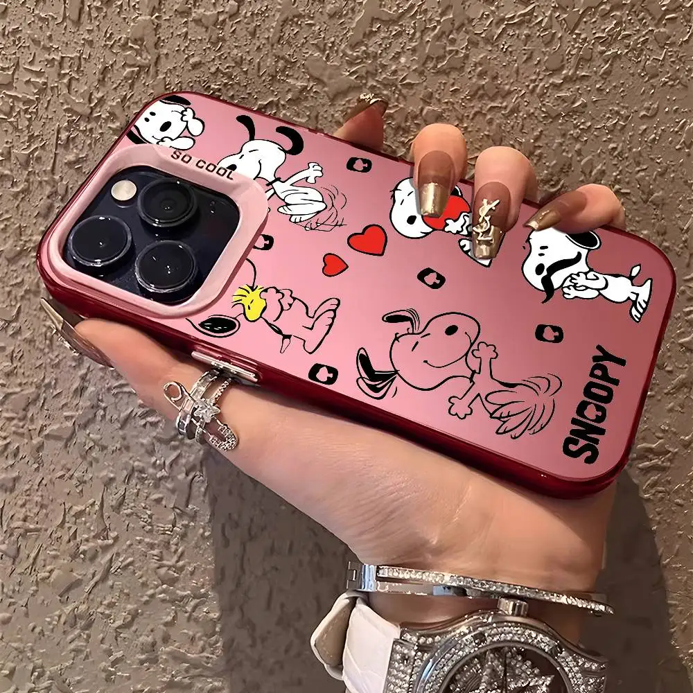 أنيمي S_Snoopy لطيف الكلب قضية الهاتف آيفون 17 16 15 14 13 12 برو ماكس زائد الملونة التدرج لينة غطاء خلفي من البولي يوريثان