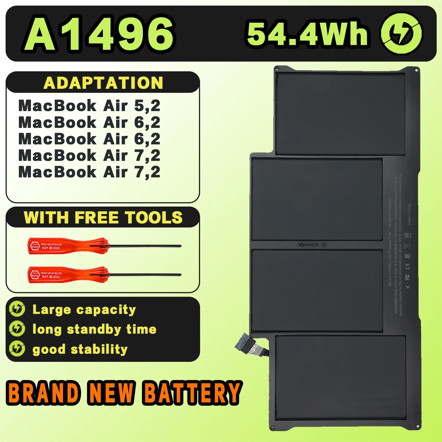 

Аккумулятор для ноутбука SAT для Apple 7.6V 7150mAh MacBook Air 13" A1496 A1466 2012/2013/2014/2015/2017 MD760LL/A MD761CH/A