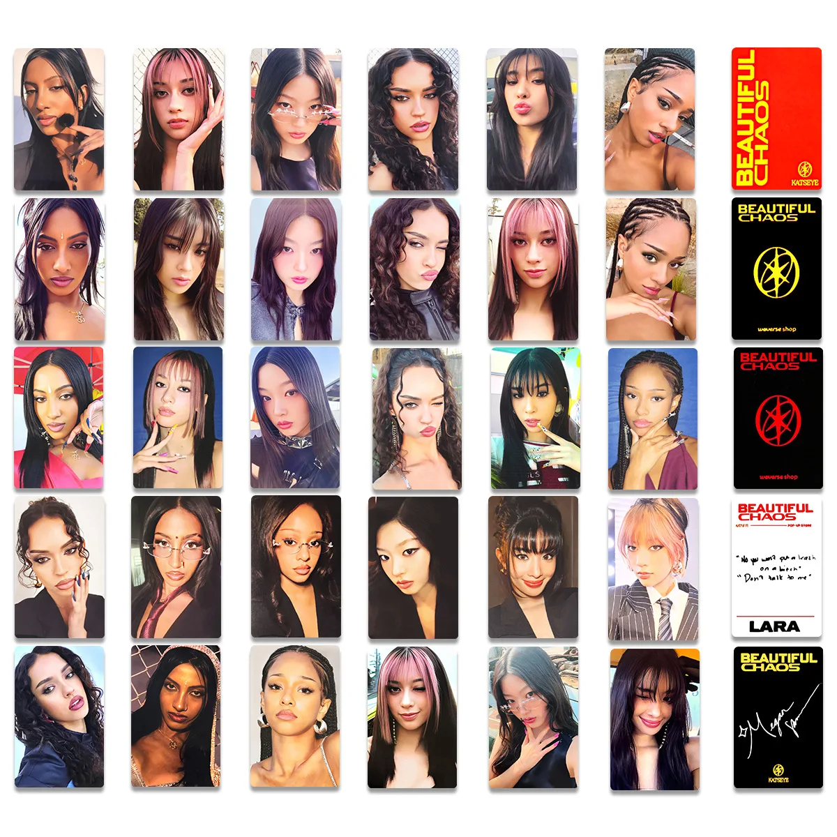 

Kpop KATSEYE Album BEAUTIFUL CHAOS Card Double Sides Printing LOMO Card WVS Special Card FANSIGN Card Fans Collection Gift