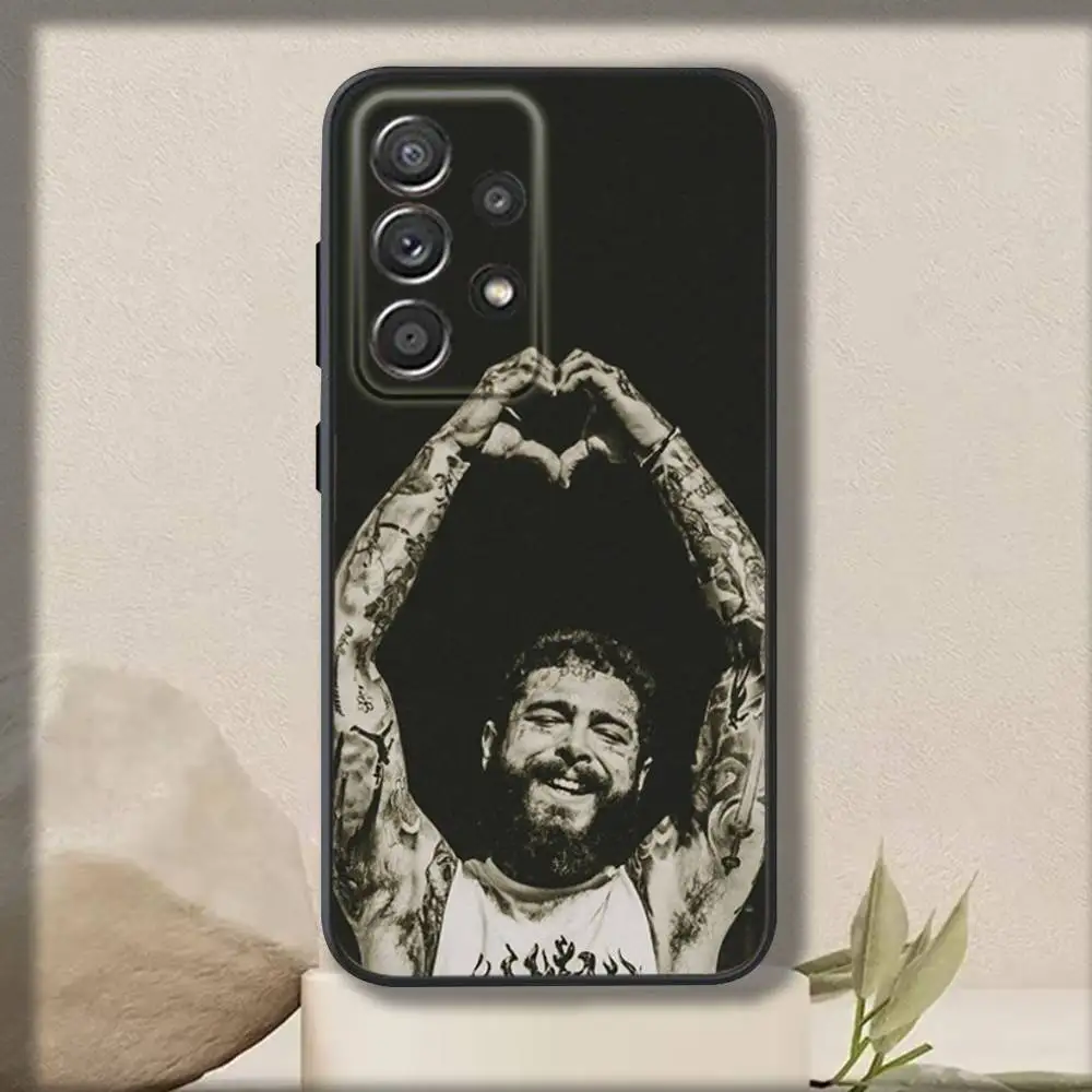 Funda de teléfono P-Post Singer M-Malones para Samsung S 25,24,23,22,30,21,10,9,Ultra,Plus,Lite,FE,4,5 G, funda negra suave