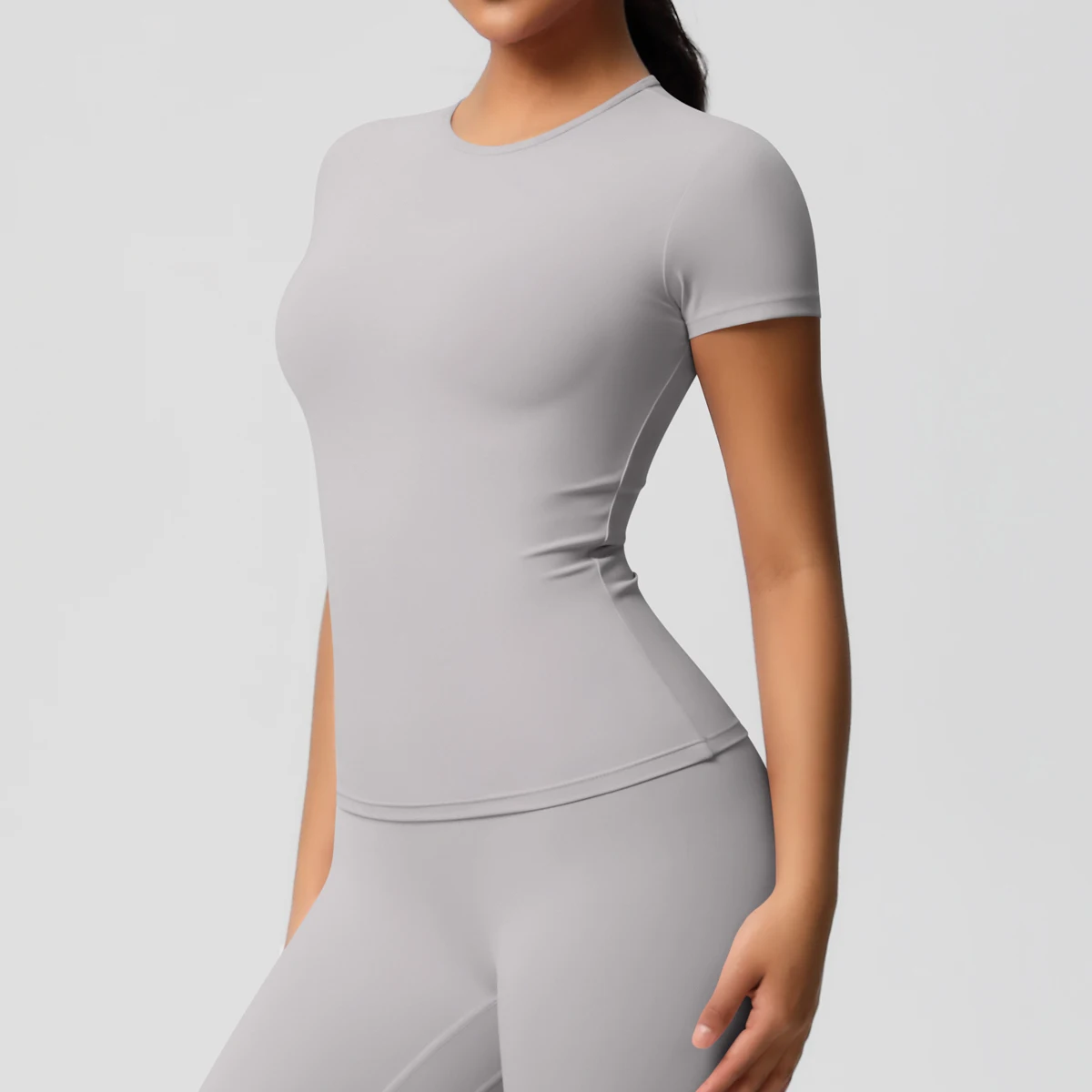 Workout Dry Fit Atmungsaktives Hochelastisches Sport-Top Gym Fitness Wear T-Shirt Damen Casual Outdoor Top – Detail 29