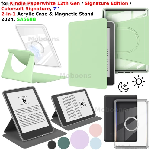 Imagen 1 del producto Para Kindle Paperwhite 12a generación Funda Colorsoft Signature Edition 7"" 2024 360 °   Soporte desmontable magnético 2 en 1 de rotación SA568B