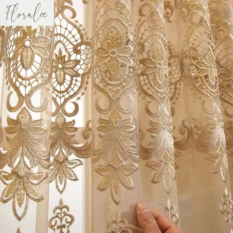 

European Style Embroidered Window Curtains for Living Room Living Room Bedroom Light Luxury Style Tulle for Windows Decoration