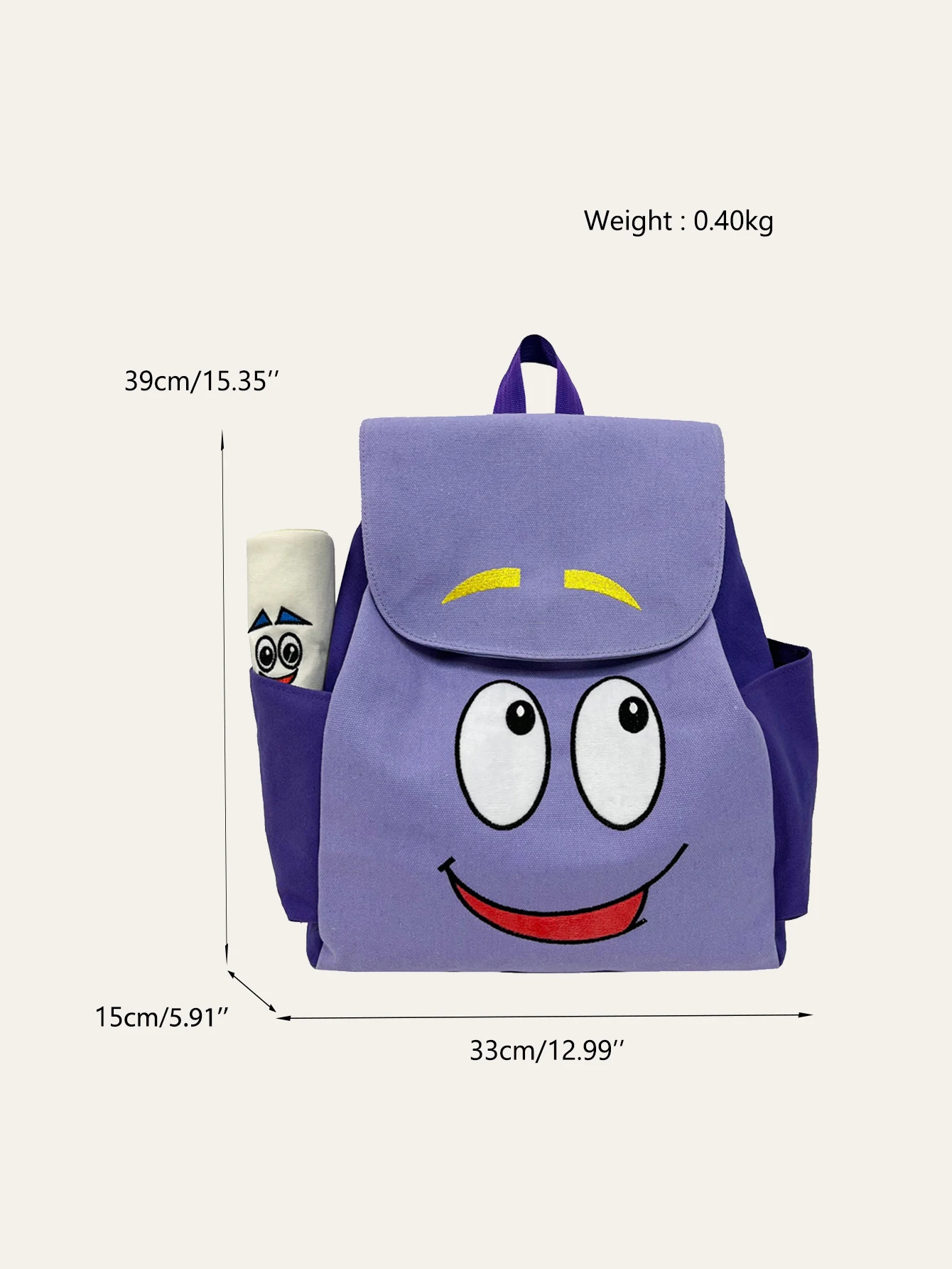 Kawaii لطيف على ظهره الكرتون ابتسامة الوجه غطاء رفرف كبير الرباط حقيبة الكنز خريطة البريدي قلم رصاص محفظة طالب دورا السفر