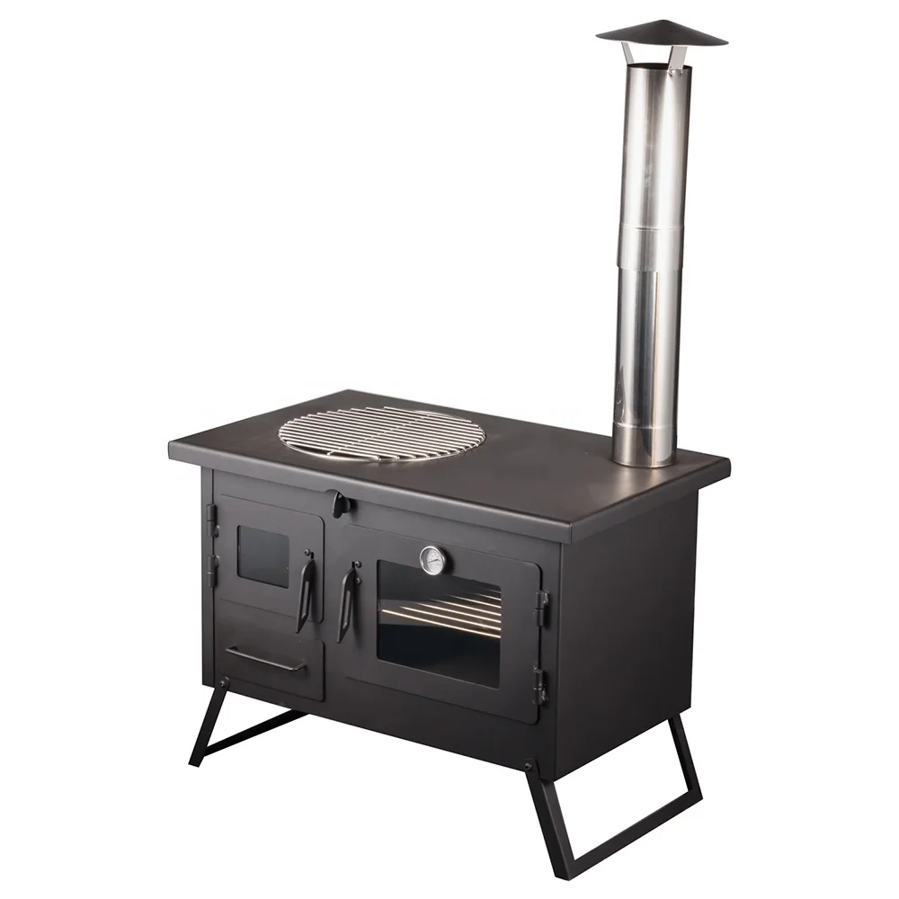 Freestanding Modern Patio Heater Wood Burning Stove Grill Oven Cold Rolled Steel High Temperature Resistant Glass Outdoor