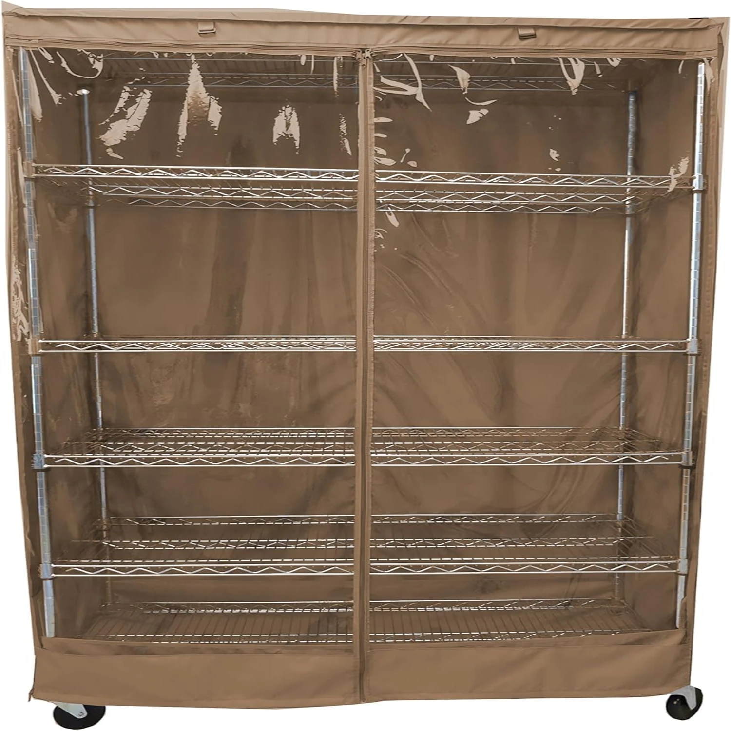 

Shelving Unit Cover, Khaki Color with one Side See Through Panel in 4 Sizes (Cover Only) for , , Organization, Work, Medical and