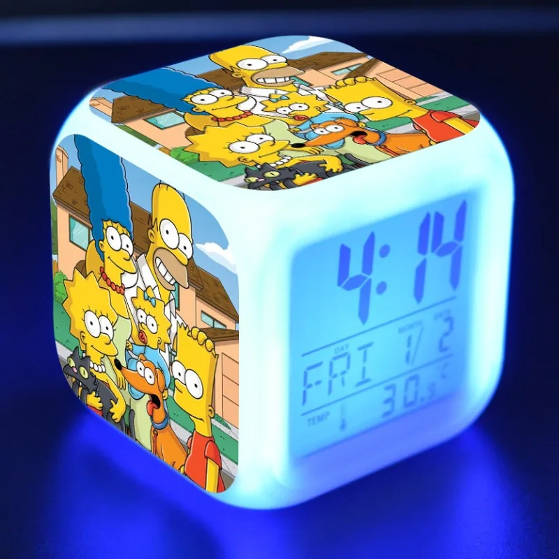 Simpsons Homer Alarm Clock Digital LCD Alarm Clock with Calendar Thermometer Portable Alarm Clock Desktop Decorations Gifts New