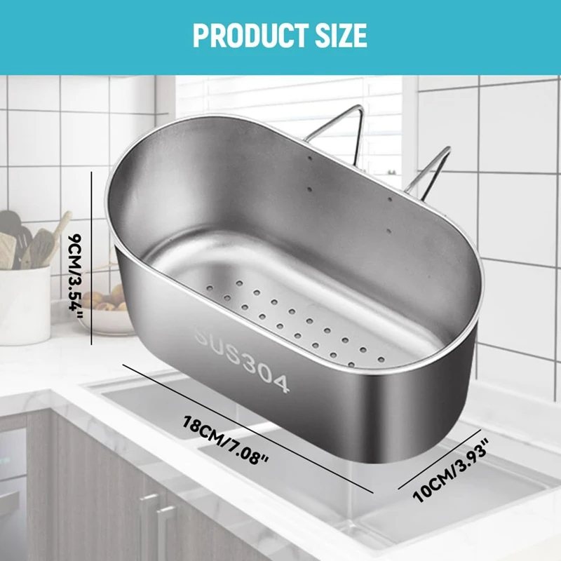 Stainless Steel Drain Basket,Sink Organiser,Stainless Steel Sink Filter Tray,Filter Basket,Drain Rack,Soap Box Organiser