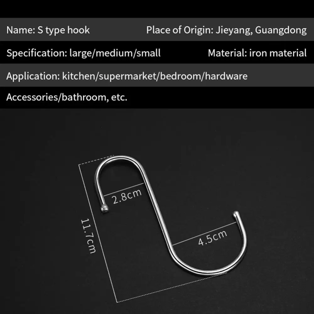 Shaped Hooks Clasp Stainless Steel Railing S Hanging Storage Hook For Home Kitchen Bathroom Organizer Holder Tools