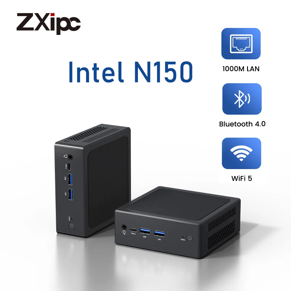 ZXIPC Mini PC Intel Twin Lake N150 Processor  DDR4 NVMe SSD PCIE 3.0 Effective Gaming Mini PC Desktop Computer Windows 11 Pro