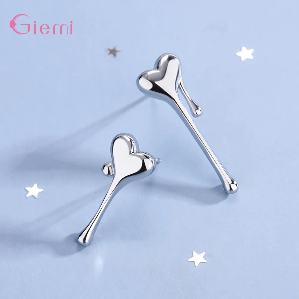 Fashion 925 Sterling Silver Earrings Gift Brincos Minimalist Heart Stud Earrings For Women Fine Jewelry Bijoux Supplies