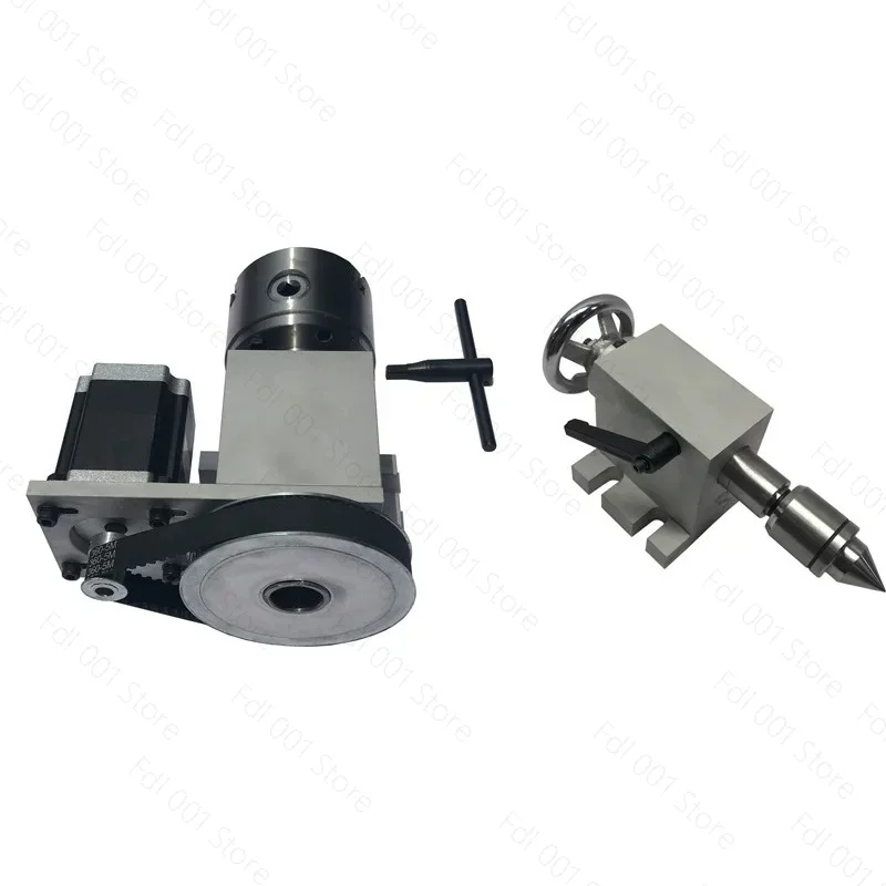 4th A Axis Rotary Table 80/100mm Chuck Tailstock Dividing Head for Stereoscopic Engraving