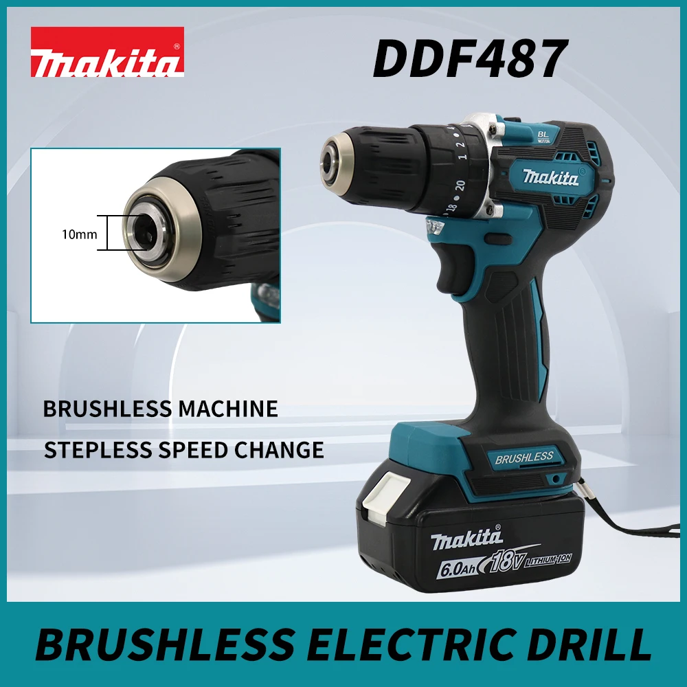 Makita  DDF487  LXT Compact Electric Drill 1600RPM Cordless Brushless High Torque Screwdriver Power Tool  For Makita 18V Battery