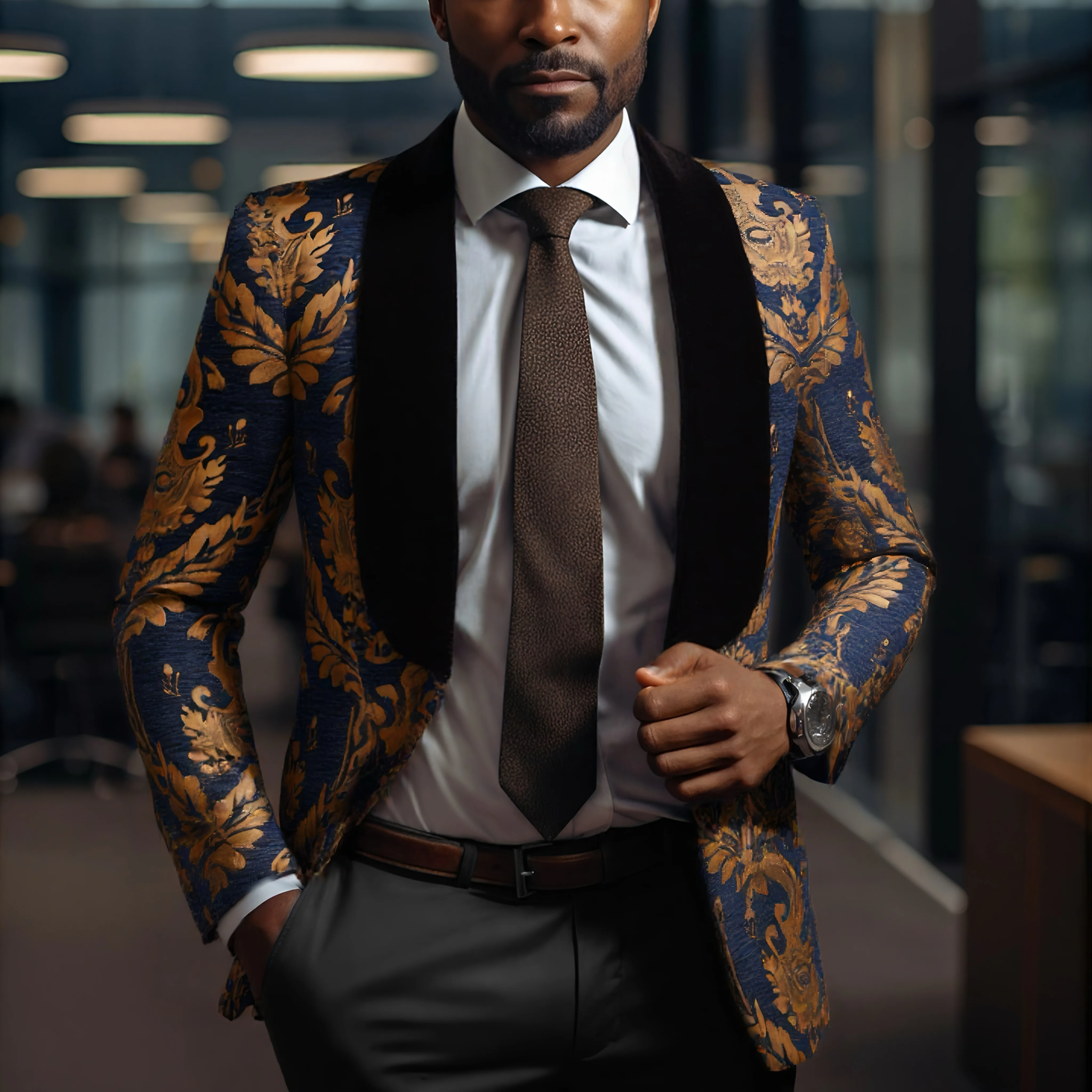 

Mens Floral Tuxedo Jacket Paisley Shawl Lapel Suit Blazer Jacket For Dinner,Prom,Wedding