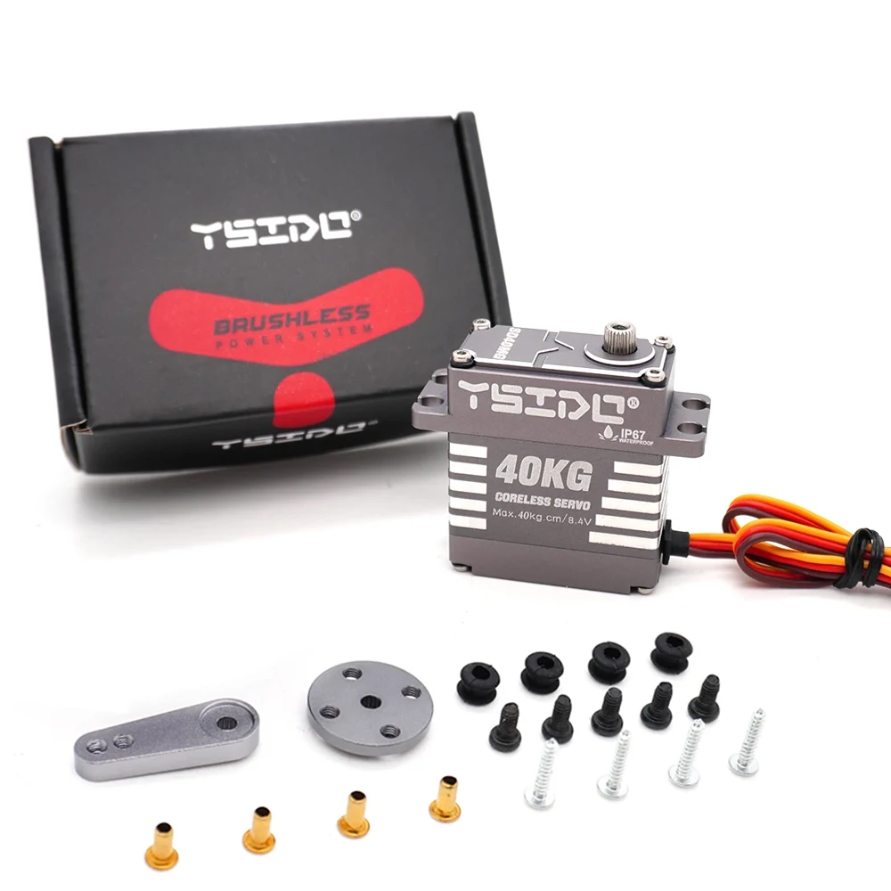 Pièces de voiture RC 1/10 1/8, grand couple SD40MG 40KG IP67, Servo étanche 180 °   Servomoteur à engrenages en acier inoxydable, boîtier entièrement en aluminium